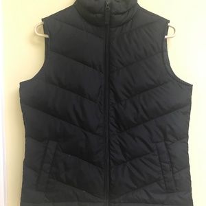 Lands'end Puffer Black Zip-up Vest
